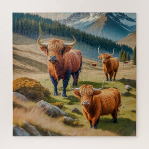 Three majestic Highland cattle  Jigsaw Puzzle