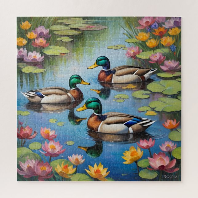 Three mallard ducks jigsaw puzzle (Vertical)