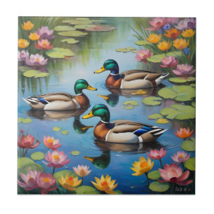 Three mallard ducks tile