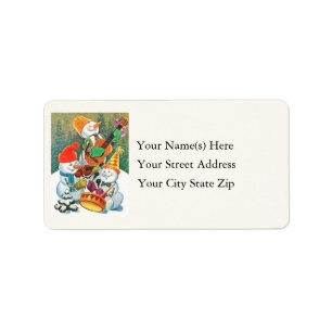 Three Man Snowman Band Vintage Address Label