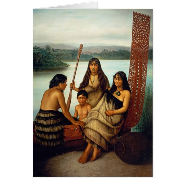 'Three Maori Girls and a Boy' - G. Lindauer Card (Front)