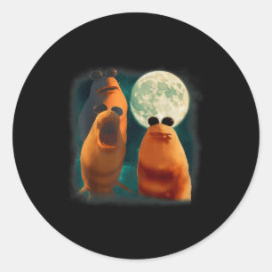 Three Marcus The Worm Howl At Moon Funny Marcus Me Classic Round Sticker