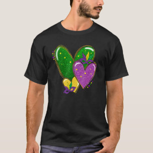 Three Mardi Gras Hearts Masks Funny Mardi Gras T-Shirt