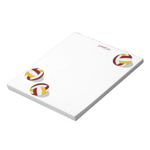 three maroon gold volleyballs personalised notepad