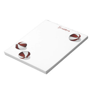 three maroon white basketballs custom name notepad