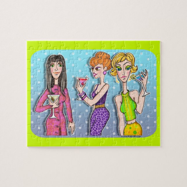 THREE MARTINI DIVAS PUZZLE or PUZZLE GIFT SET (Horizontal)