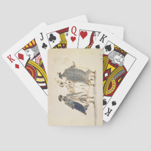 Three Masked Figures in Carnival Costume (pen & in Playing Cards