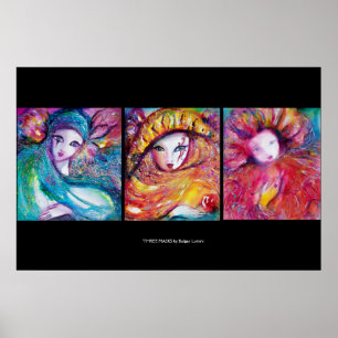 THREE MASKS /Venetian Carnival Faces Poster