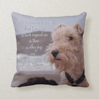 "Three men in a boat" Montmorency wire fox terrier Cushion