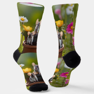 Three Mice In Flower Pots, Socks