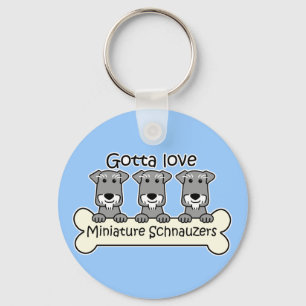Three Miniature Schnauzers Key Ring