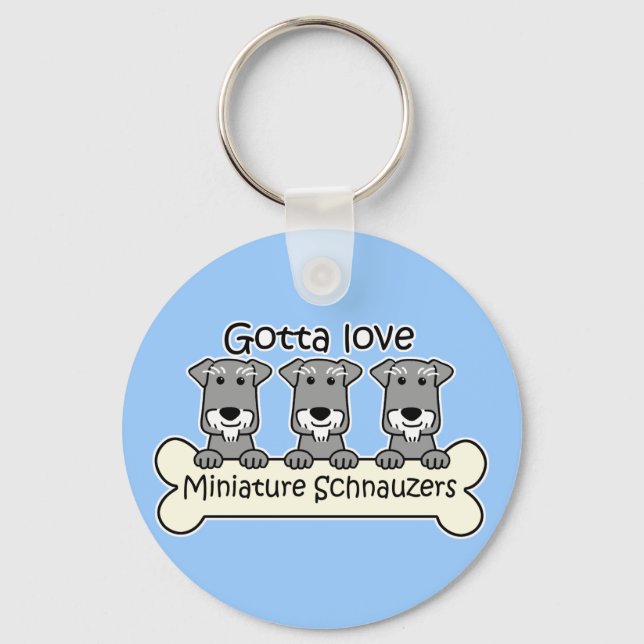 Three Miniature Schnauzers Key Ring (Front)
