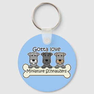 Three Miniature Schnauzers Key Ring