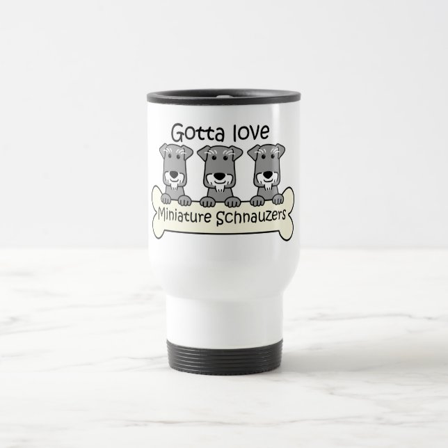 Three Miniature Schnauzers Travel Mug (Center)