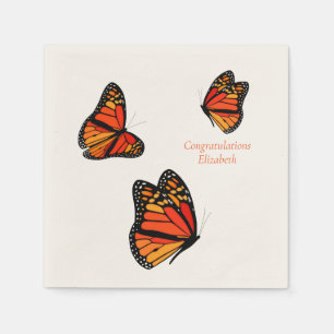 three Monarch Butterflies custom message Napkin