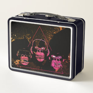 Three Monkeys Video Gaming Design Metal Lunch Box