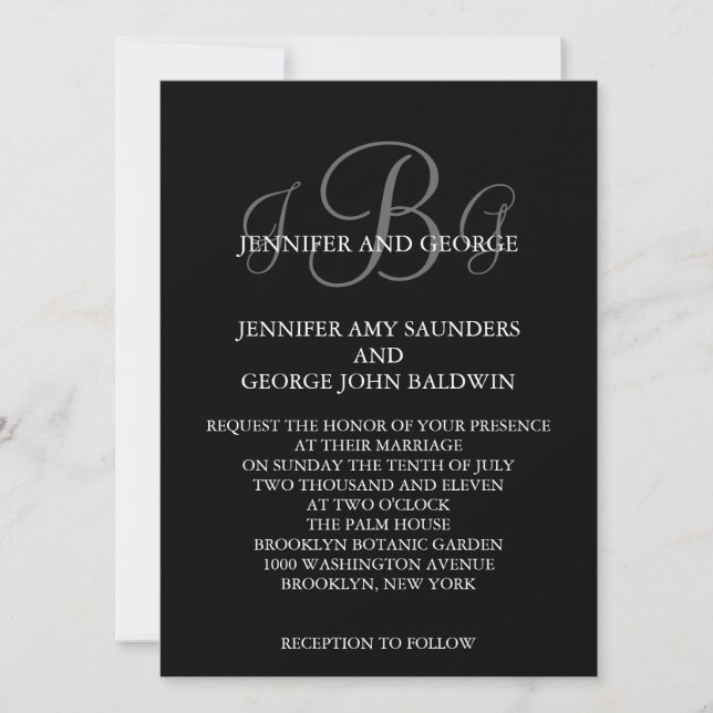 Three Monogram Initials Names Wedding Invitations (Front)