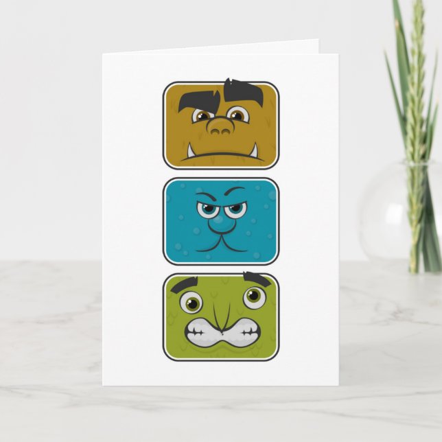 Three Monster Faces Card (Front)