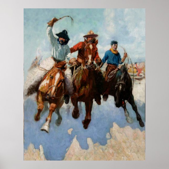 “Three Montana Cowboys” by W Herbert Dunton Poster (Front)