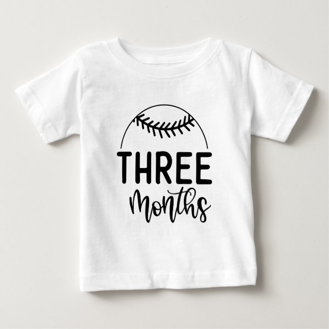 Three Months Baseball Baby Milestone - T-Shirt (Front)