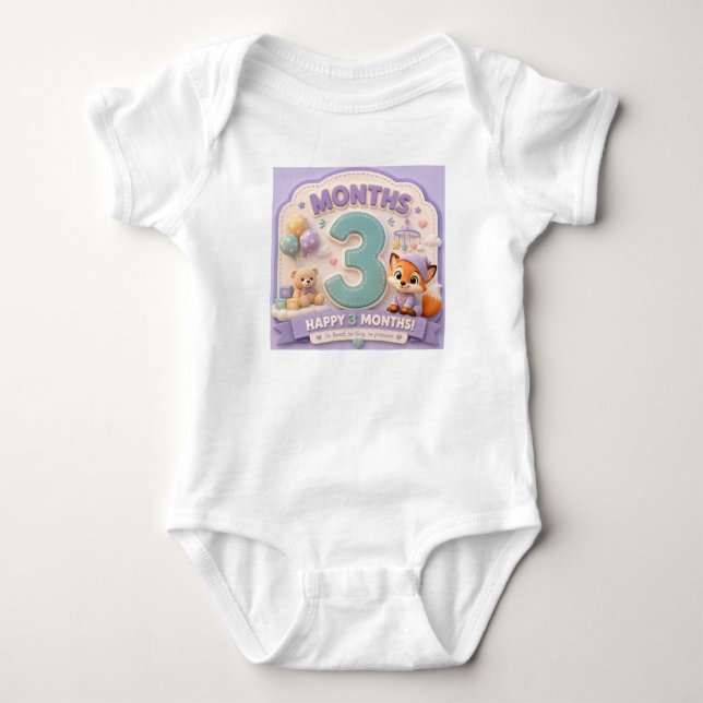 Three Months of Discovery – Baby Milestone Little  Bodysuit (Front)
