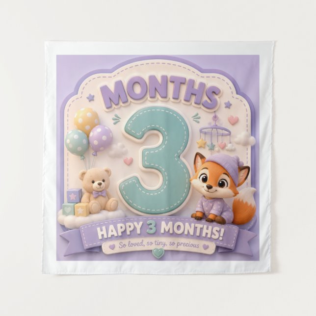 Three Months of Discovery – Baby Milestone Little  Tapestry (Front)