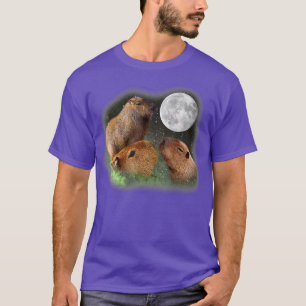 Three Moon Capybaras Funny Cute Animal Parody Pun  T-Shirt
