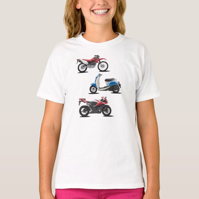Three Motorcycles Girls T-Shirt (Front)