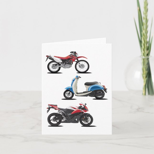Three Motorcycles Red And Blue Note Cards (Creator Uploaded)