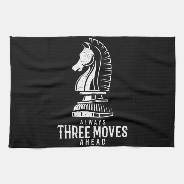 Three Moves Ahead I Chess Matt Game Chess Piece Tea Towel (Horizontal)