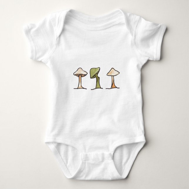 Three Mushrooms Baby Bodysuit (Front)
