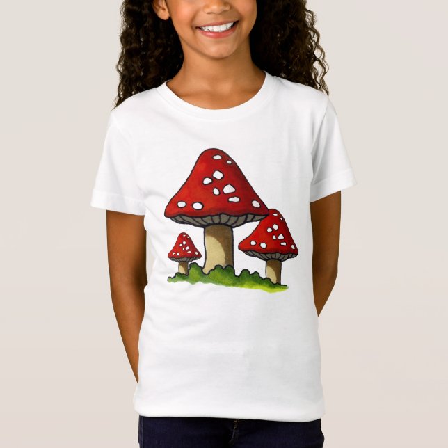 Three Mushrooms, Toadstools: Original Art T-Shirt (Front)