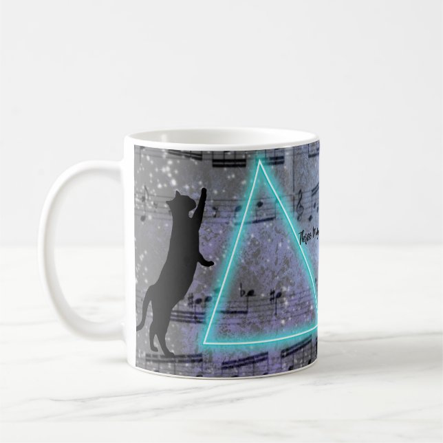 Three Music Loving Black Cats Coffee Mug (Left)