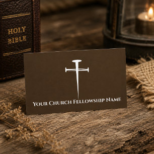 Three Nails Brown Cross Church Pastor Business Card