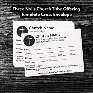 Three Nails Church Tithe Offering Template Cross Envelope