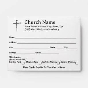 Three Nails Cross Church Tithe Offering Black Envelope