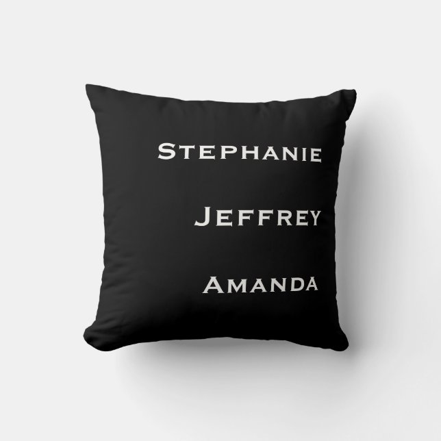 Three Names Black and White Square  Cushion (Front)
