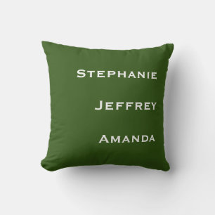 Three Names Green and White Square Cushion