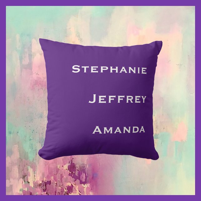 Three Names Purple and White Square  Cushion (Creator Uploaded)