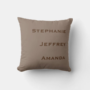 Three Names Tan and Brown Square Cushion