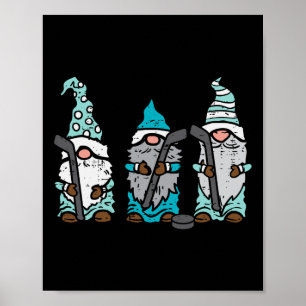 Three Nordic Gnomes Ice Hockey Tomte Nisse Player Poster