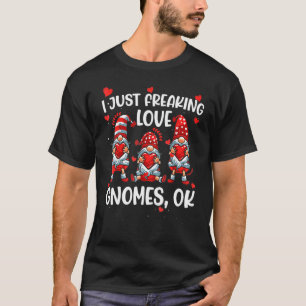 Three Nordic I Freaking Love Gnomes Valentines Gn T-Shirt