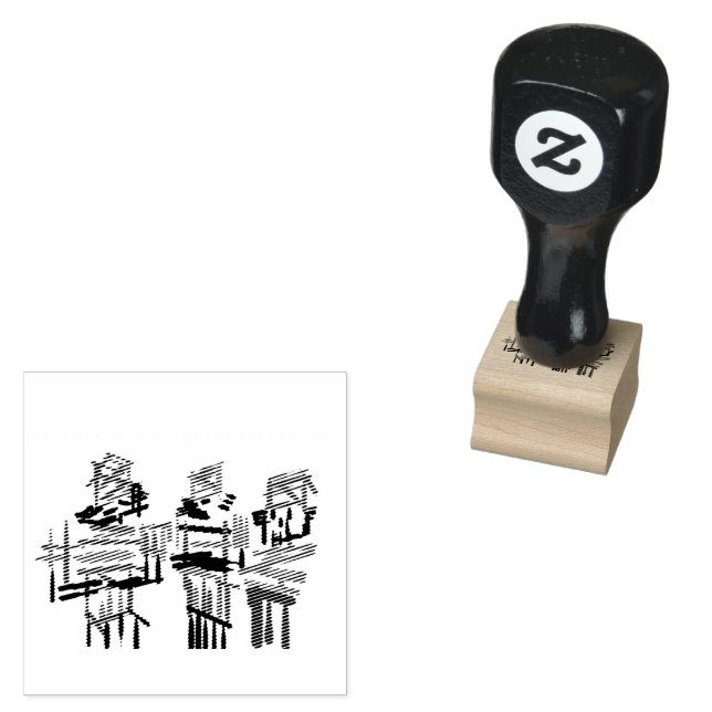 Three nutcrackers Christmas  Rubber Stamp (Stamped)