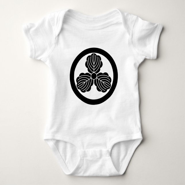 Three oak leaves(1) in circle baby bodysuit (Front)