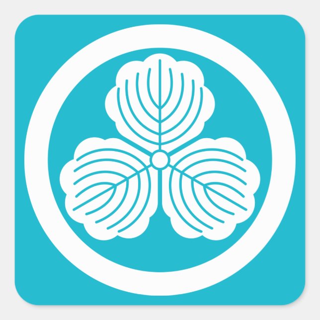 Three oak leaves in circle square sticker (Front)