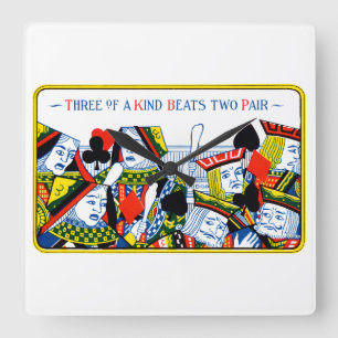 Three of a kind square wall clock