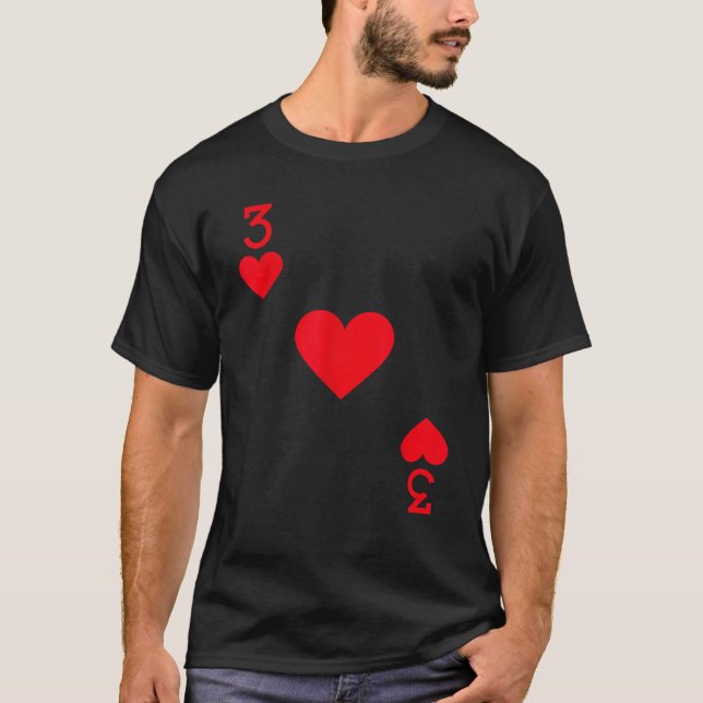 Three of Hearts Costume  Halloween Deck of Cards  T-Shirt (Front)
