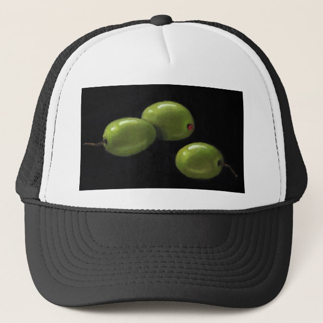Three Olives in Oil Pastel Trucker Hat (Front)