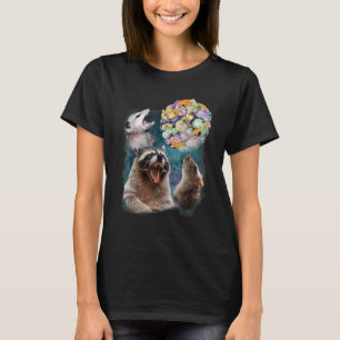 Three Opossum Raccoon Rat Howl At Moon Trash 3 Wol T-Shirt