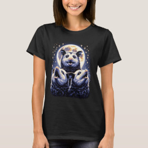 Three Opposum Moon Funny 3 Possums Howling & Dead T-Shirt